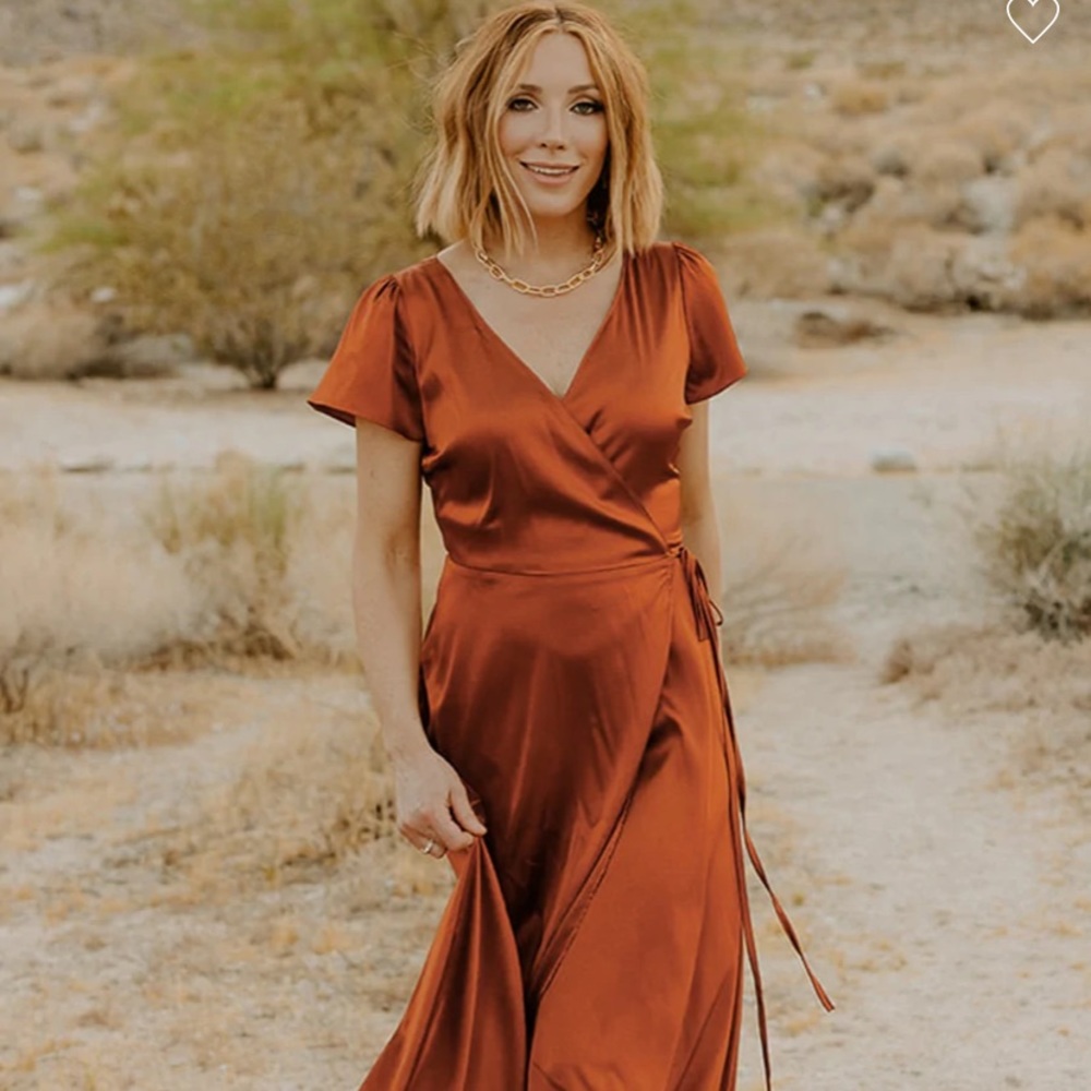 Krystal Copper Satin Wrap Gown